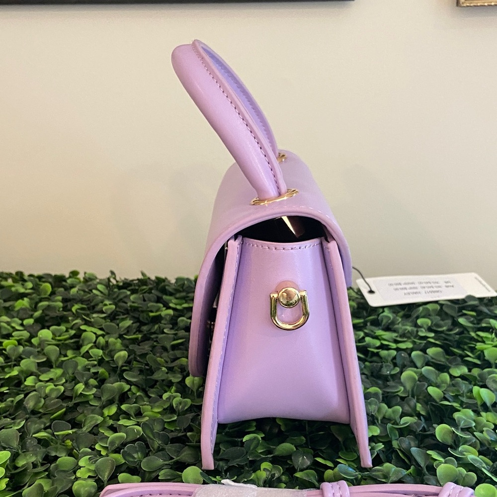 Olga Berg Lilac Top-Handle Mini Bag with Gold Hardware - Picture 5 of 7